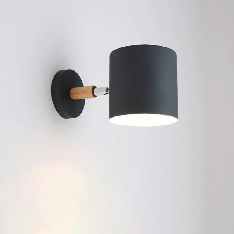 Nordic Wooden Cylinder Rotatable LED Wall Sconce | 1-Light