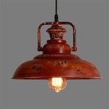 Vintage Industrial Red Dome Pendant Light | 1-Light