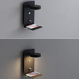 Modern Square LED Wall Light with USB Shelf | 1-Light