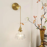 Nordic Brass & Green Glass Flower Wall Light | 1-Light