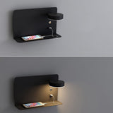 Modern Square LED Wall Light with USB Shelf | 1-Light