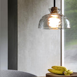 Nordic Rippled Glass and Wood LED Pendant Light | 1-Light