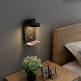 Modern Square LED Wall Light with USB Shelf | 1-Light