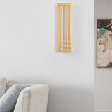 Japanese Solid Wood Rectangular LED Wall Light | 1-Light