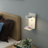 Modern Square LED Wall Light with USB Shelf | 1-Light