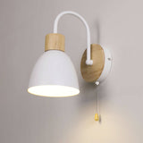 Nordic Wood Dome Wall Light with Pull Switch | 1-Light