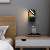 Modern Square LED Wall Light with USB Shelf | 1-Light