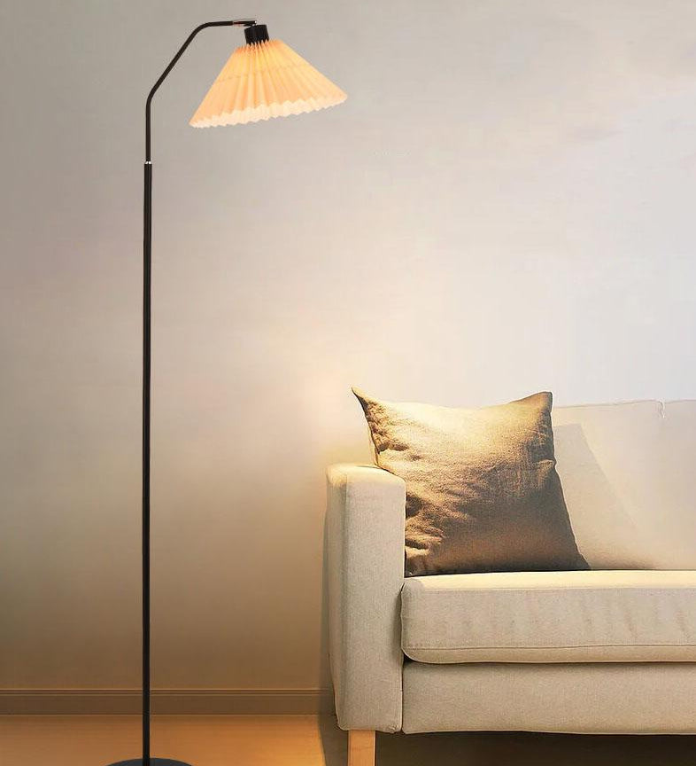 Minimalist Pleated Fabric Shade LED Floor Lamp | 1-Light Standing