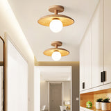 Nordic Wooden Dome Semi-Flush Ceiling Light | 1-Light