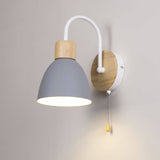 Nordic Wood Dome Wall Light with Pull Switch | 1-Light