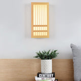Japanese Solid Wood Rectangular LED Wall Light | 1-Light