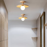 Nordic Wooden Dome Semi-Flush Ceiling Light | 1-Light