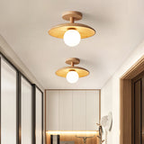 Nordic Wooden Dome Semi-Flush Ceiling Light | 1-Light