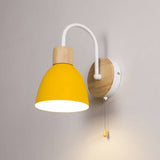 Nordic Wood Dome Wall Light with Pull Switch | 1-Light