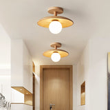 Nordic Wooden Dome Semi-Flush Ceiling Light | 1-Light