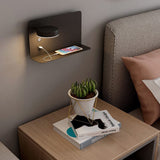 Modern Square LED Wall Light with USB Shelf | 1-Light