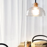 Nordic Rippled Glass and Wood LED Pendant Light | 1-Light