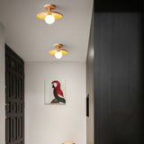 Nordic Wooden Dome Semi-Flush Ceiling Light | 1-Light