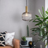 Minimalist Ribbed Glass Lantern LED Pendant Light | 1-Light