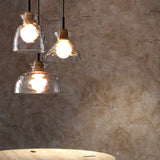 Nordic Rippled Glass and Wood LED Pendant Light | 1-Light