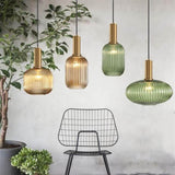 Minimalist Ribbed Glass Lantern LED Pendant Light | 1-Light