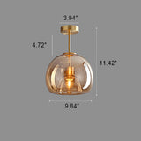 Nordic Glass Globe Semi-Flush Ceiling Light | 1-Light
