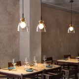 Nordic Rippled Glass and Wood LED Pendant Light | 1-Light