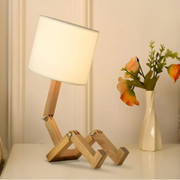 Modern Adjustable Wooden Table Lamp With Fabric Shade 1-Light Lasson Living