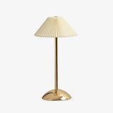 Scandinavian Brass Pleated Fabric Cone Table Light | 1-Light