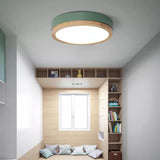Nordic Wood Round LED Flush Ceiling Light | 1-Light