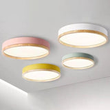 Nordic Wood Round LED Flush Ceiling Light | 1-Light
