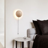 Japanese Minimalist Travertine Round LED Wall Light | 1-Light