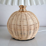 Nordic Rattan Pleated Fabric Conic LED Table Lamp 1-Light