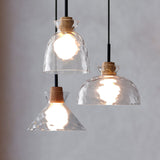 Nordic Rippled Glass and Wood LED Pendant Light | 1-Light