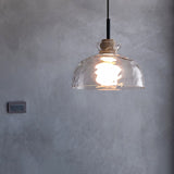 Nordic Rippled Glass and Wood LED Pendant Light | 1-Light