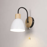 Nordic Wood Dome Wall Light with Pull Switch | 1-Light