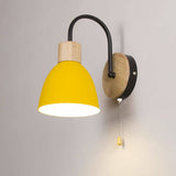 Nordic Wood Dome Wall Light with Pull Switch | 1-Light