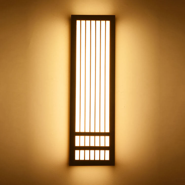 Japanese Solid Wood Rectangular LED Wall Light | 1-Light