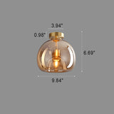 Nordic Glass Globe Semi-Flush Ceiling Light | 1-Light