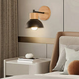 Nordic Wood Japandi Dome Wall Sconce LED 1-Light