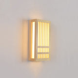 Japanese Solid Wood Rectangular LED Wall Light | 1-Light