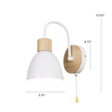 Nordic Wood Dome Wall Light with Pull Switch | 1-Light