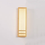 Japanese Solid Wood Rectangular LED Wall Light | 1-Light