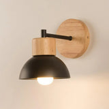 Nordic Wood Japandi Dome Wall Sconce LED 1-Light