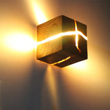 Warm Wood Cube Wall Light 1-Light