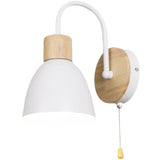 Nordic Wood Dome Wall Light with Pull Switch | 1-Light