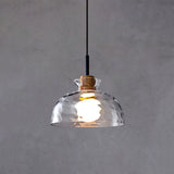 Nordic Rippled Glass and Wood LED Pendant Light | 1-Light