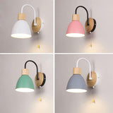 Nordic Wood Dome Wall Light with Pull Switch | 1-Light