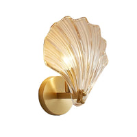 Art Deco Brass Glass Seashell Wall Sconce LED 1-Light