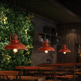 Vintage Industrial Red Dome Pendant Light | 1-Light